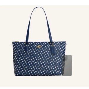 Coach Blue Gallery Tote Bag With Floral  Brand New